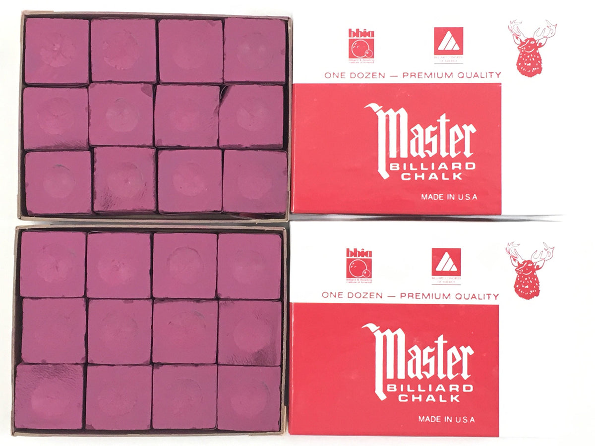 Master Billiard/Pool Cue Chalk - Burgundy - 2 Pack/24 Pieces