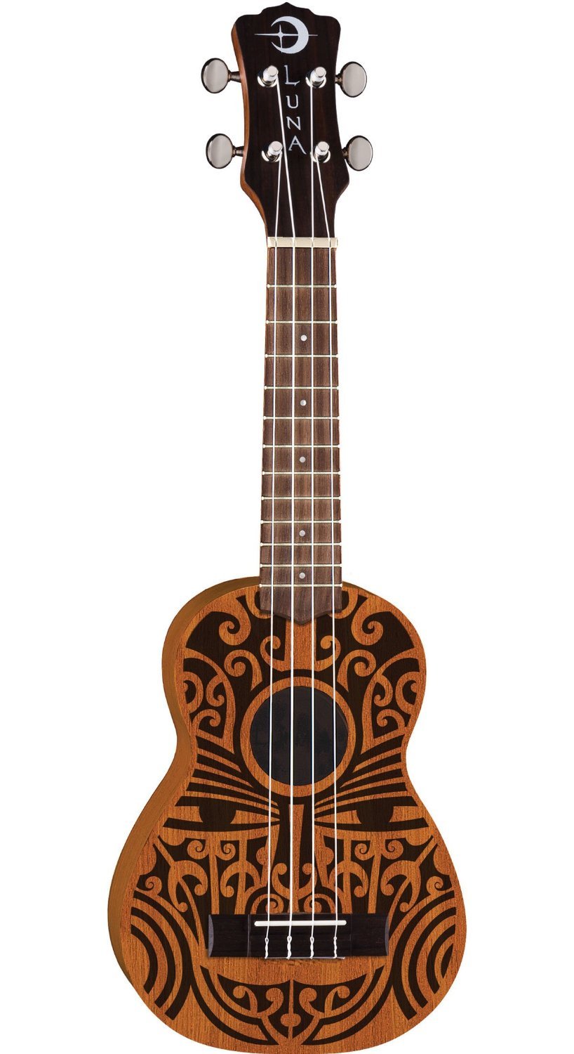 Luna Concert Uke Ukulele Mahogany Tribal Design w/Bag