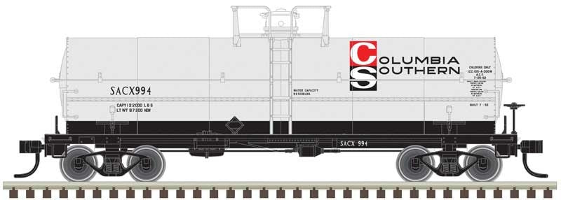 Atlas HO Scale 11,000-Gallon Tank Car with Platform Columbia Southern SACX #994