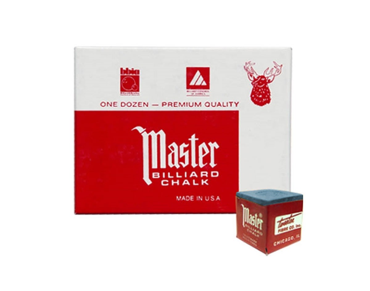 Master Billiard/Pool Cue Chalk - Sky/Tournament Blue - 1 Pack/12 Pieces