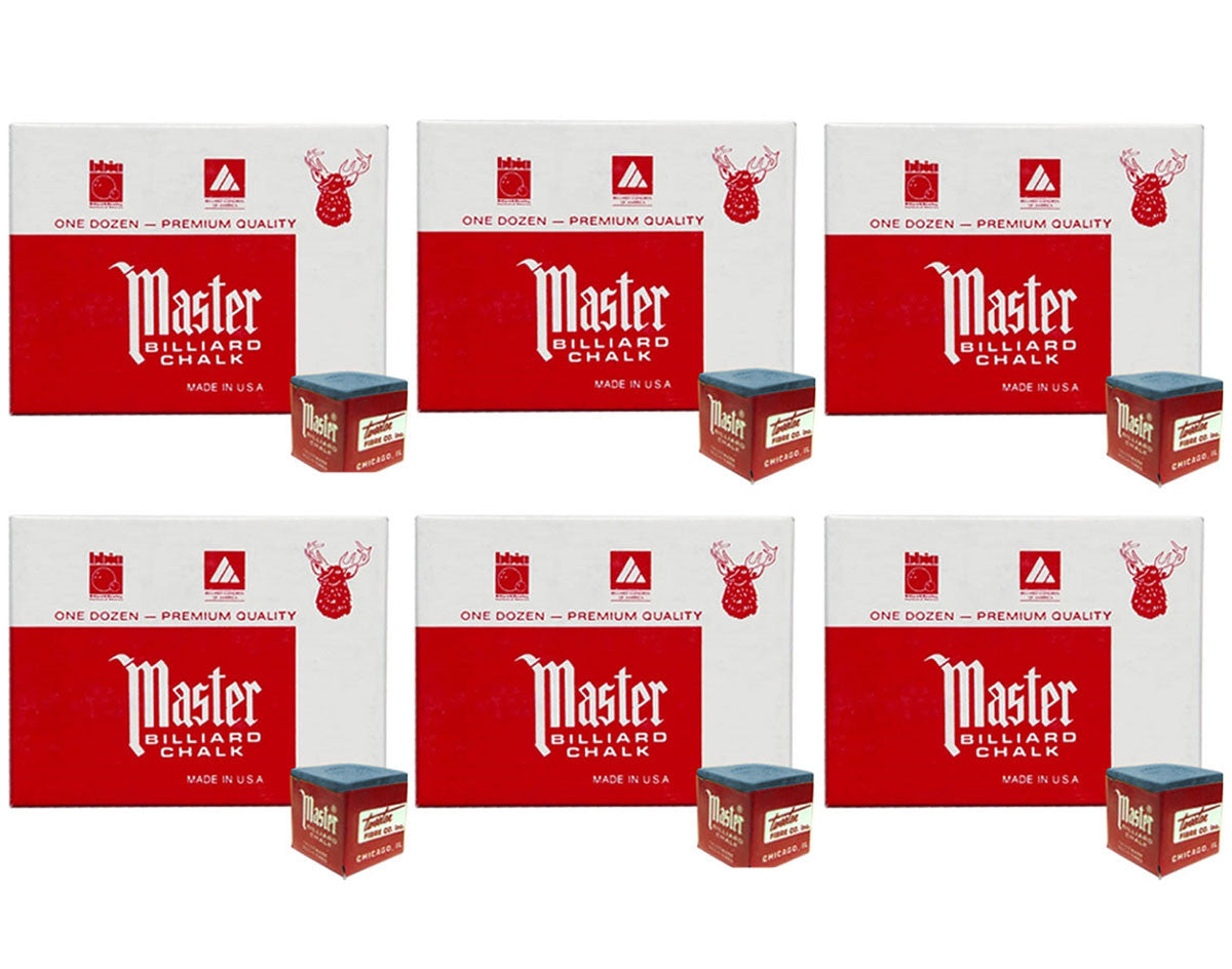 Master Billiard/Pool Cue Chalk - Sky Blue - 6 Pack/72 Pieces