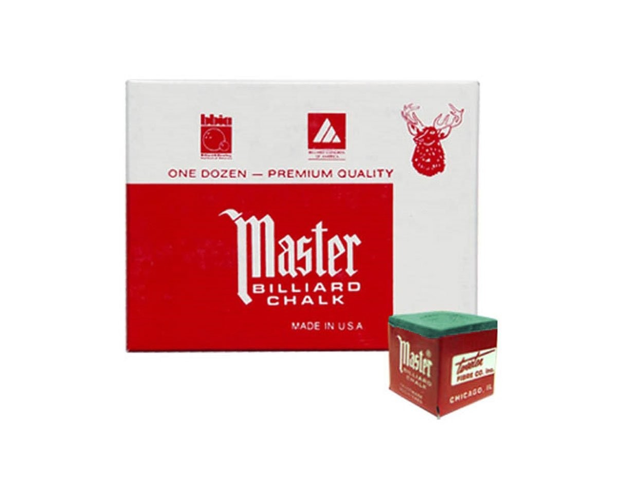 Master Billiard/Pool Cue Chalk - Green - 1 Pack/12 Pieces