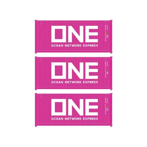 Walthers HO Scale 20'' Fully Corrugated Container Ocean Network Express - 3 Pack