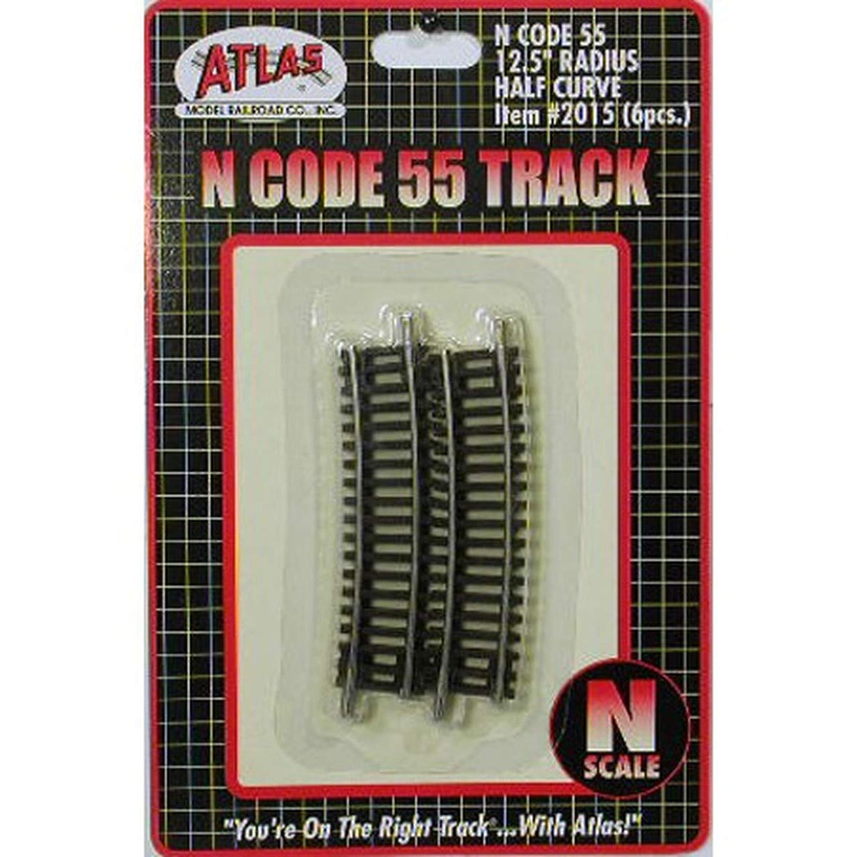 N Code 55 Nickel Silver 12.5" Radius Half Section Track (6) Atlas Trains