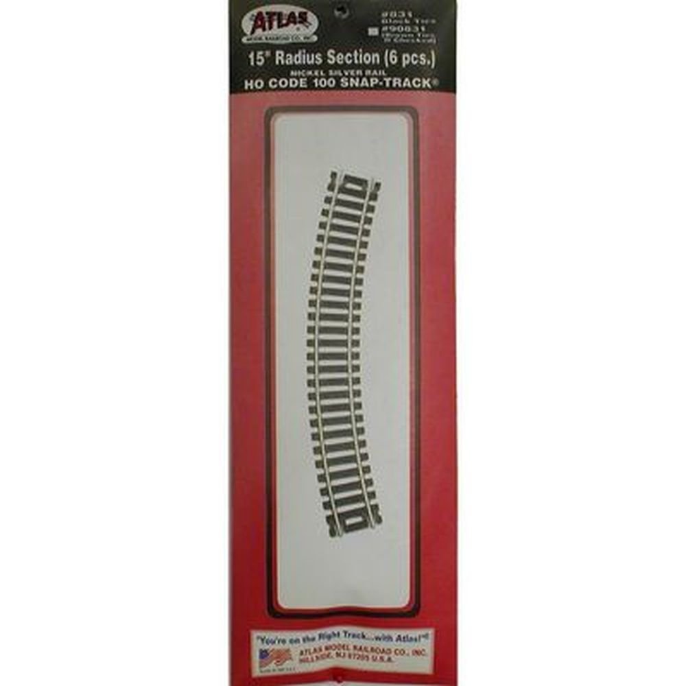 Code 100 Nickel Silver 15" Radius Snap-Track (6/Bx) HO Scale Atlas Trains