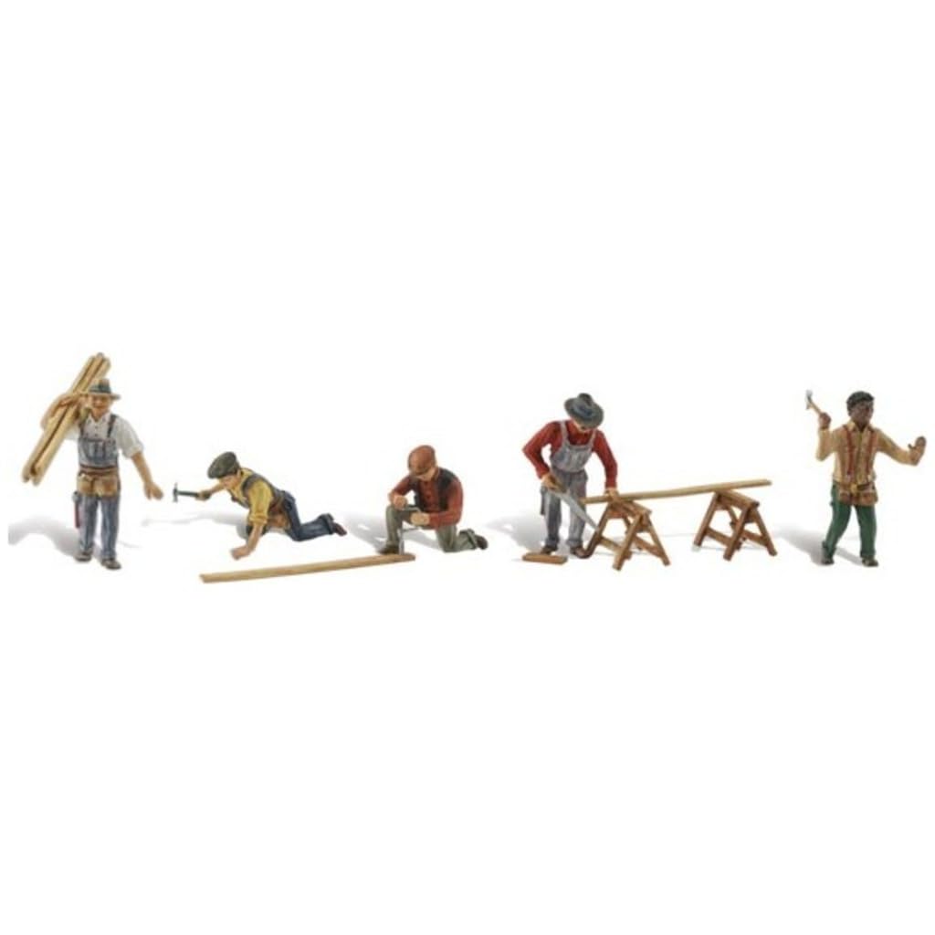 Carpenter Crew w/Accessories (5) HO Scale Woodland Scenics