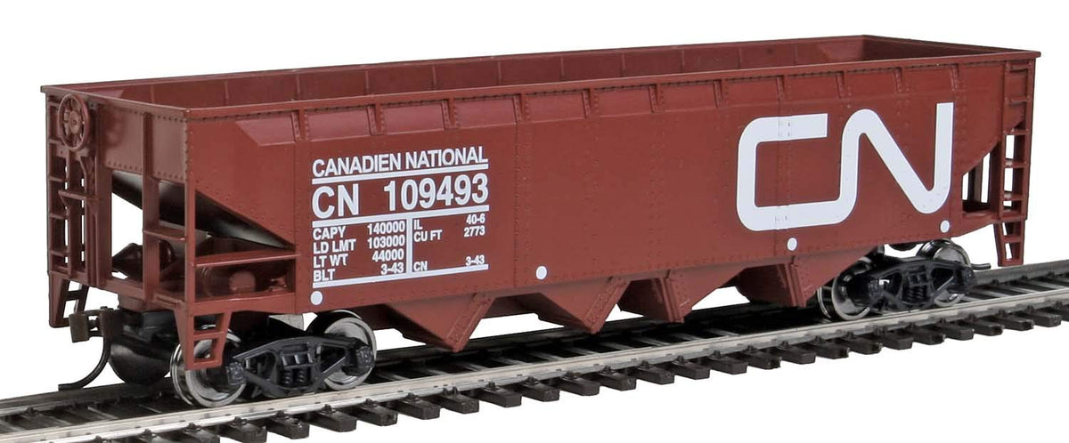 Walthers Trainline Offset Hopper - Ready to Run -- Canadian National (brown, white; Large Logo) HO Scale