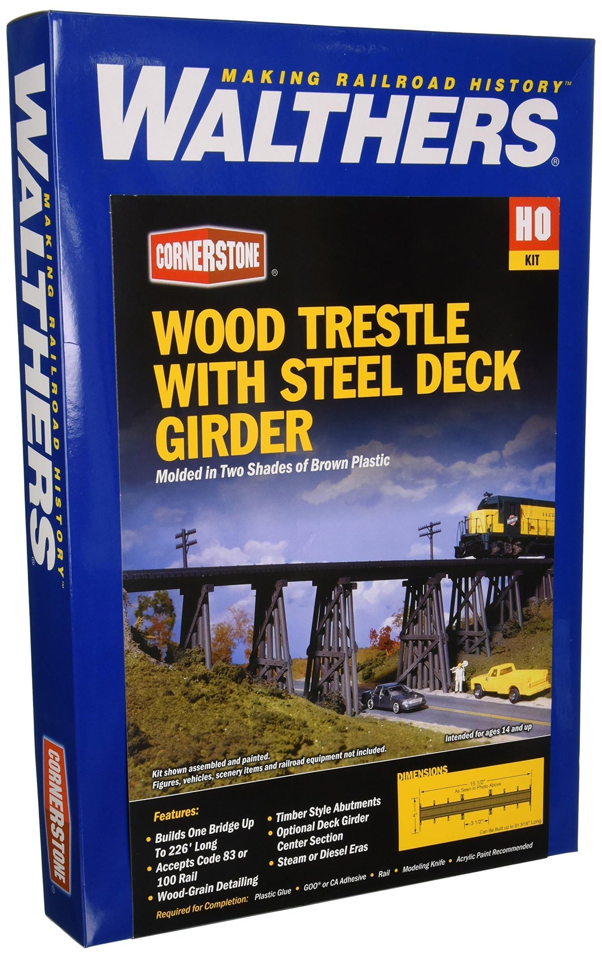 Walthers Cornerstone Series Kit HO Scale Trestle w/Steel Deck Girder Bridge