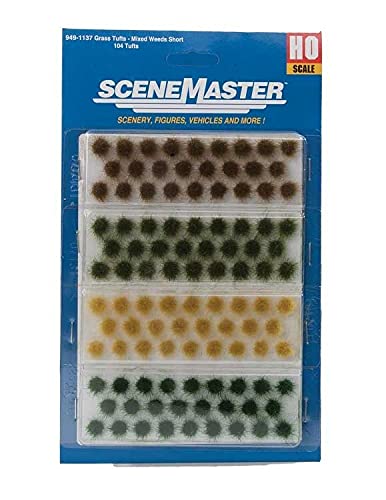 Walthers HO Scale 1/87 Scenemaster Short Mixed Weed Tufts pkg(104) - Height: 1/4" .6cm