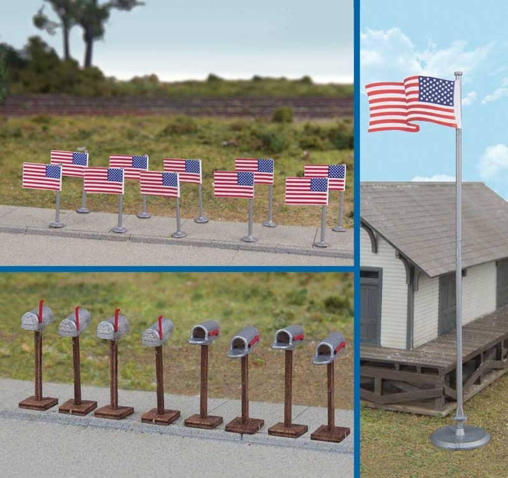Walthers AMERICAN FLAGS & MAILBOXES