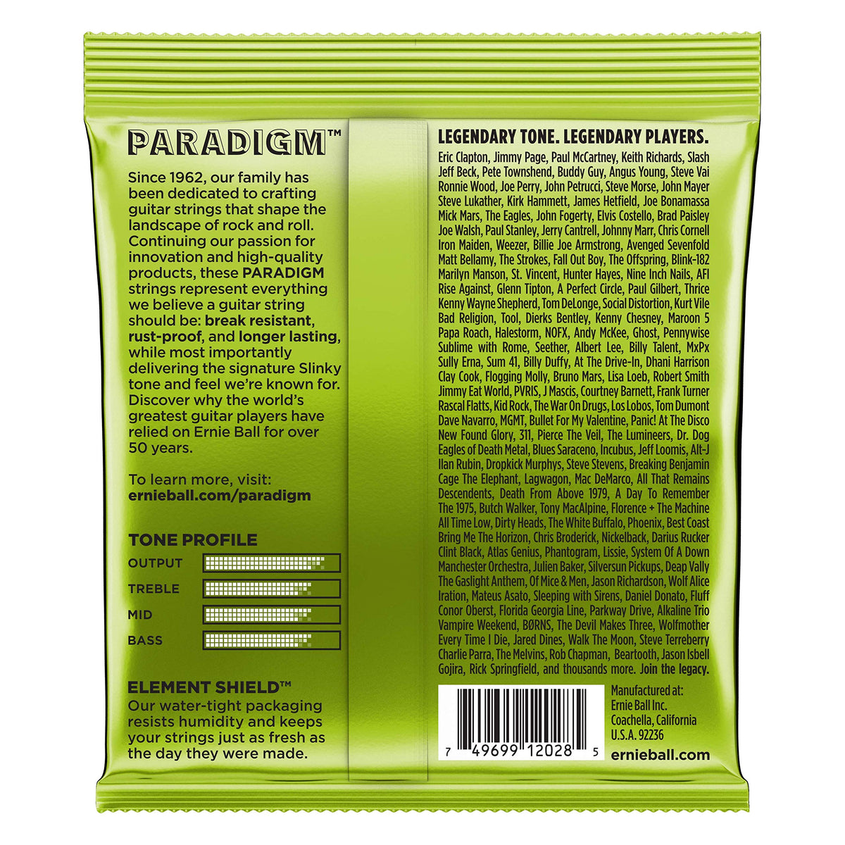 5 PACK Ernie Ball 2028 Paradigm Electric Guitar Strings, Regular Slinky 7-String 10-56