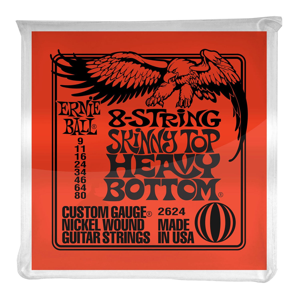 Ernie Ball P02624 8-String Slinky Skinny Top Heavy Bottom Electric Guitar Strings, 9-80 (7 Pack)