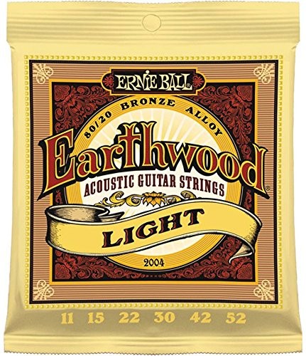 Ernie Ball Earthwood Light 80/20 Bronze Acoustic Guitar Strings, 11-52 Gauge (P02004)