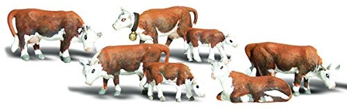 Woodland Scenics N Scale Scenic Accents Figures/Animal Set Hereford Cows (7)