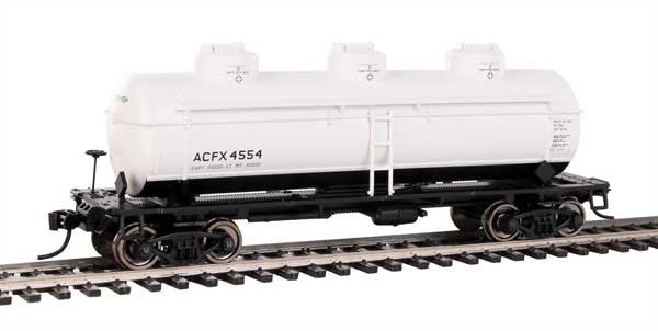 Walthers HO Scale 36' 3-Dome Tank Car ACFX (White/Black Lettering) #4554