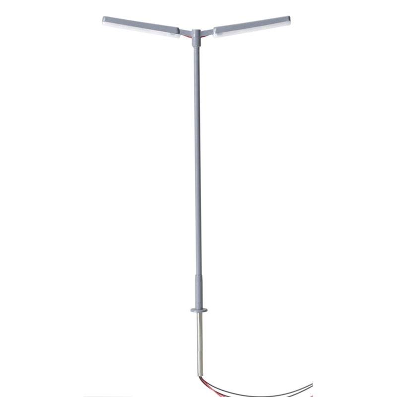 Atlas HO Scale Double-Arm Parking Lot Light 3-Pack with Warm White LED (Gray)
