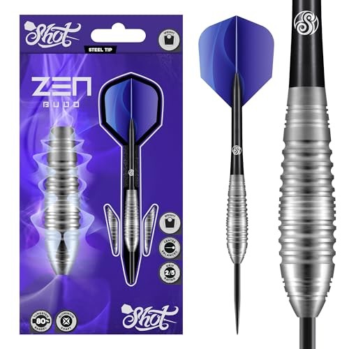 Shot Darts Metal Tip Zen Budo (23g/ 24g/ 26g) 80% Tungsten Center Balanced Bomber Shape Perfect for Beginner Handcrafted Professional Darts & Flights Made in New Zealand Metal Tips for Dart Board