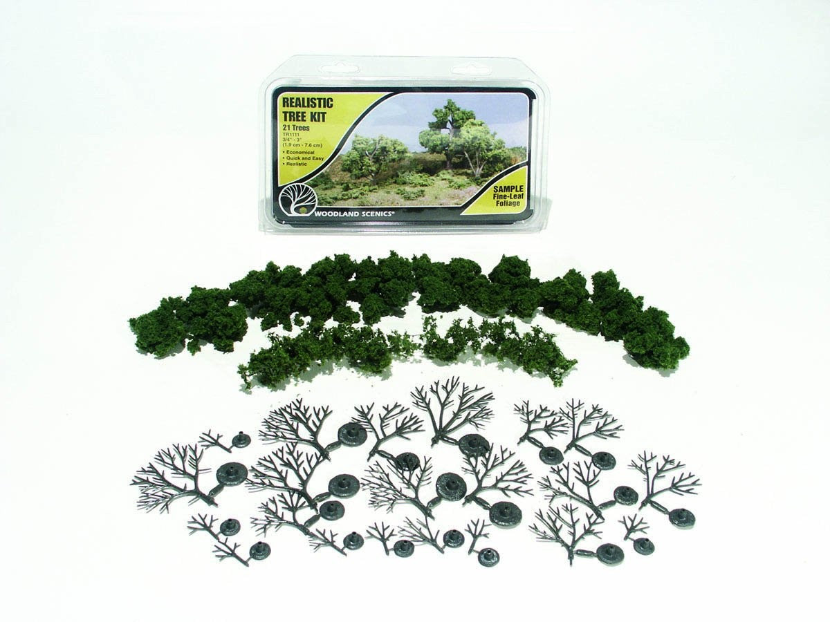 Woodland Scenics Realistic Trees Kits Medium Green Deciduous 3/4" to 3" 21-Pk