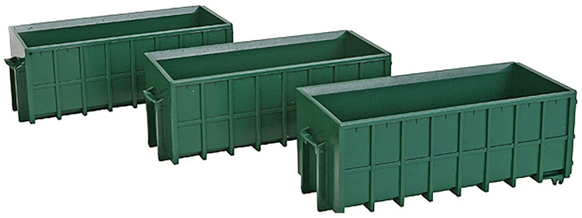 Walthers SceneMaster - Large Dumpsters - Assembled -- Set of 3 (green) - HO