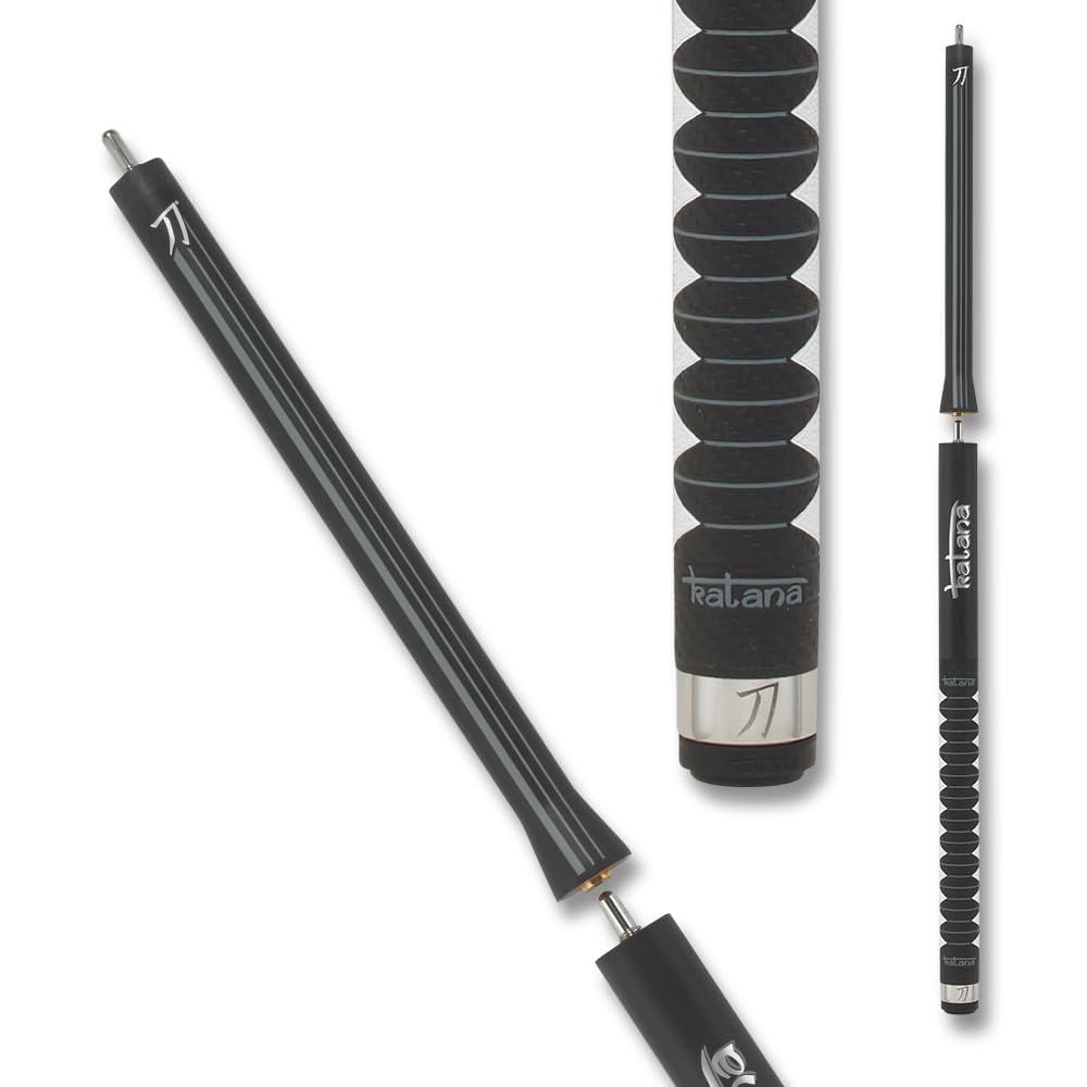 KATANA KATBJ01 Break Jump Pool Cue - Matte Black Finish with Grey Stripes and Reflective Logos - 25oz