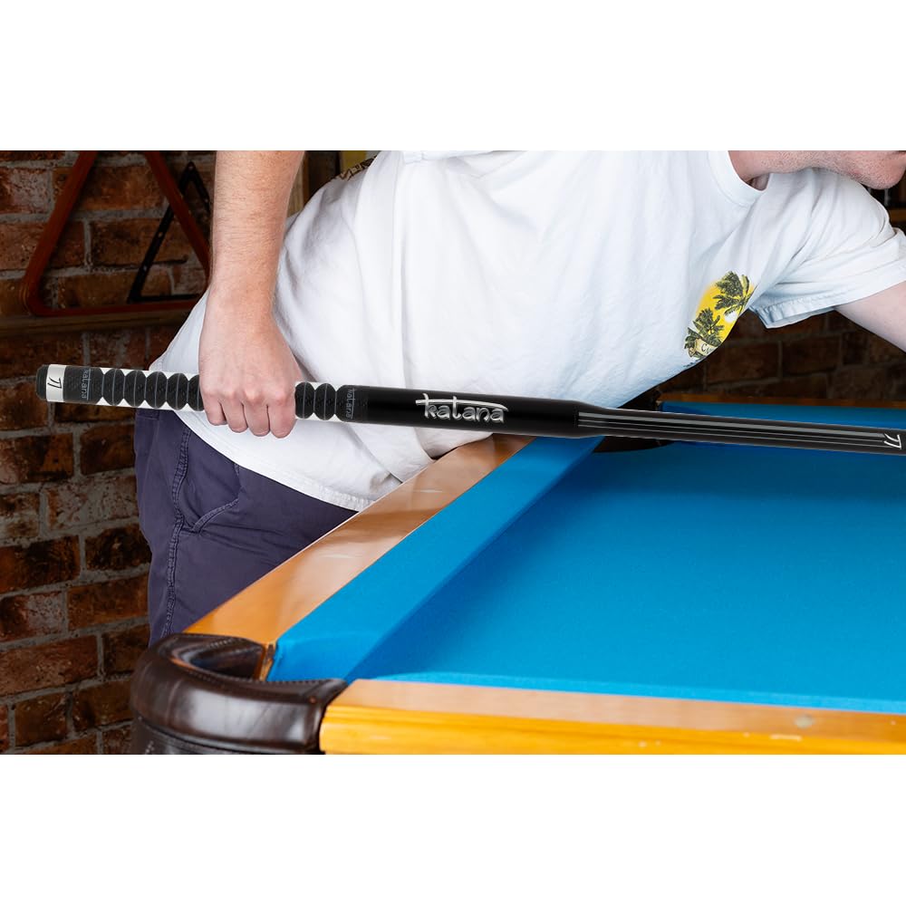 KATANA KATBJ01 Break Jump Pool Cue - Matte Black Finish with Grey Stripes and Reflective Logos - 25oz