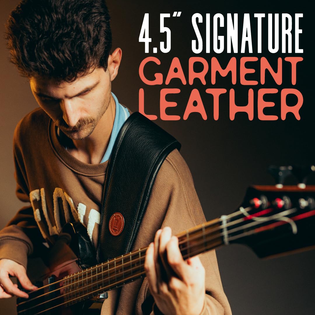 Levy's Leathers Signature Legacy Series 4.5" Garment Leather Guitar Strap, Black (MSS2-4-BLK)