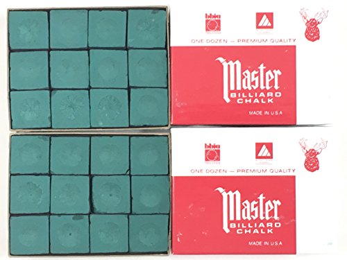 Master Billiard/Pool Cue Chalk - Forest Green - 2 Dozen/24 Pieces