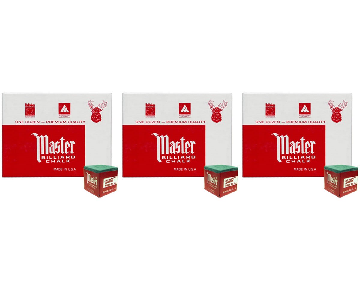 Masters Green Billiard Chalk - 3 Dozen/36 Pieces