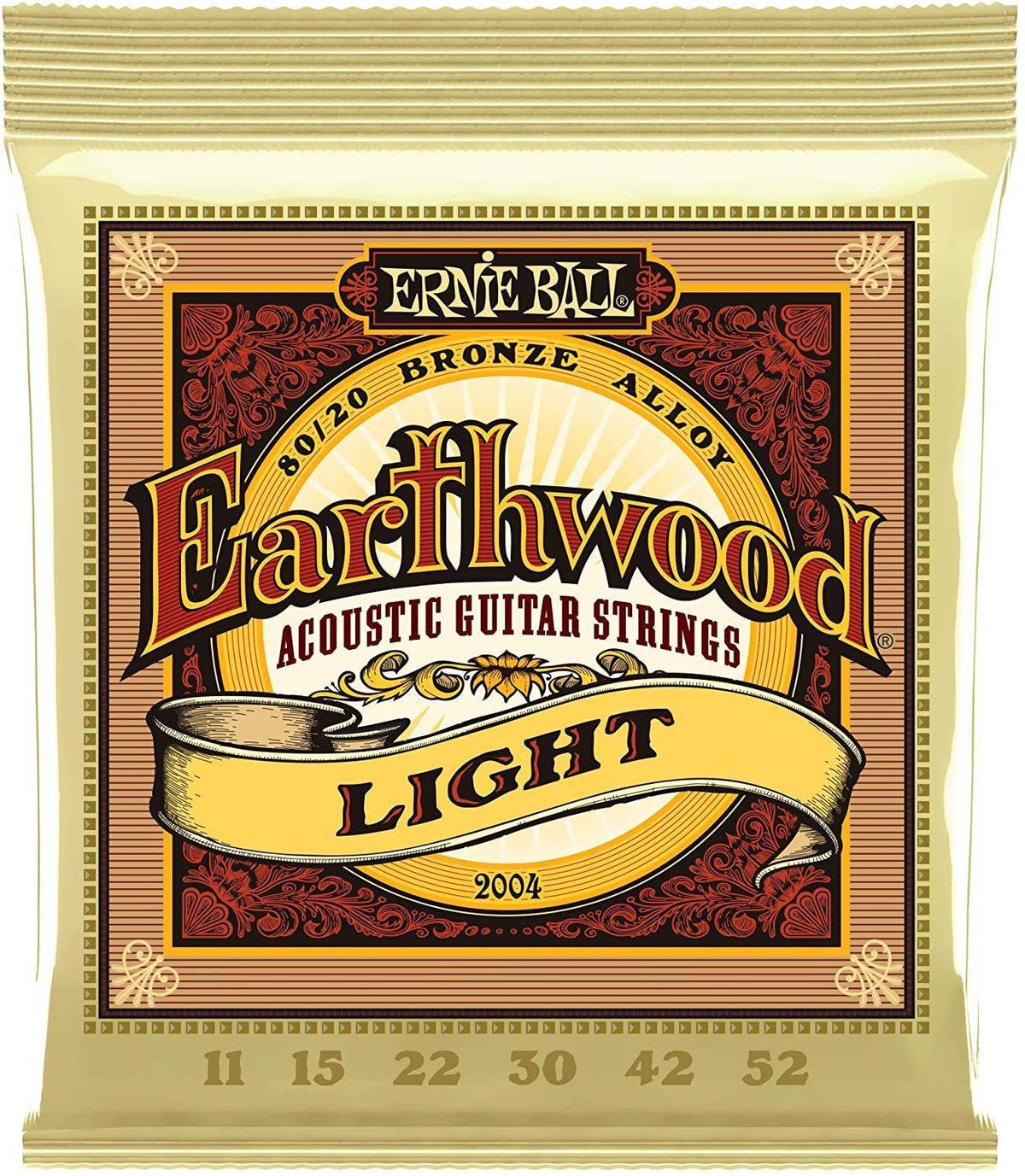Ernie Ball 2004 Earthwood Light Acoustic Guitar Strings 11-52 2 Pack