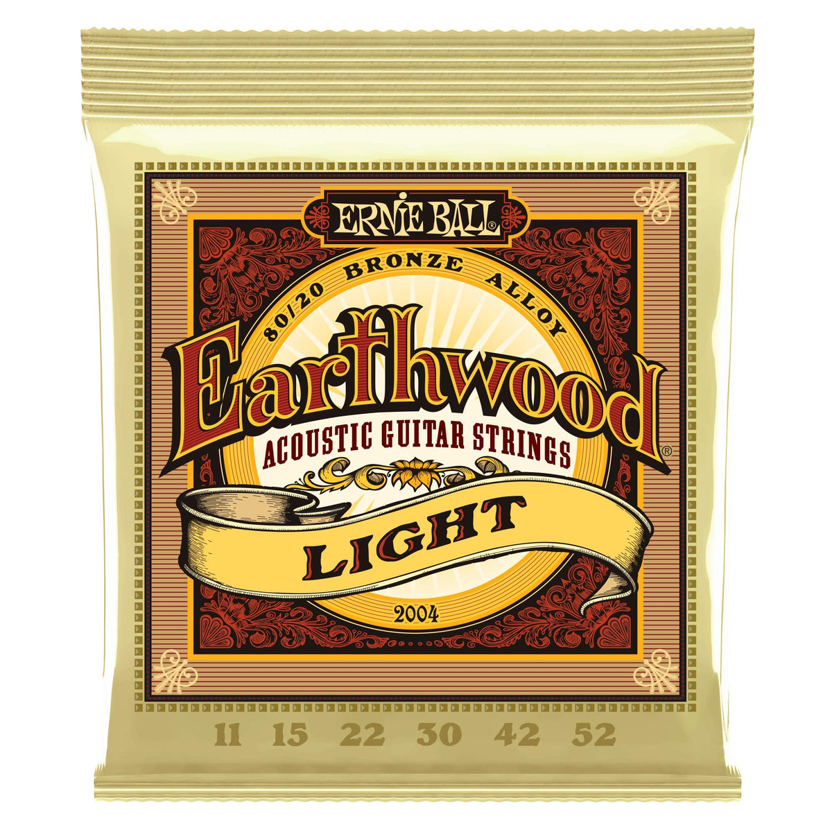 4 PACK Ernie Ball 2004 Earthwood 80/20 Bronze Light Acoustic Guitar Strings (11-52)