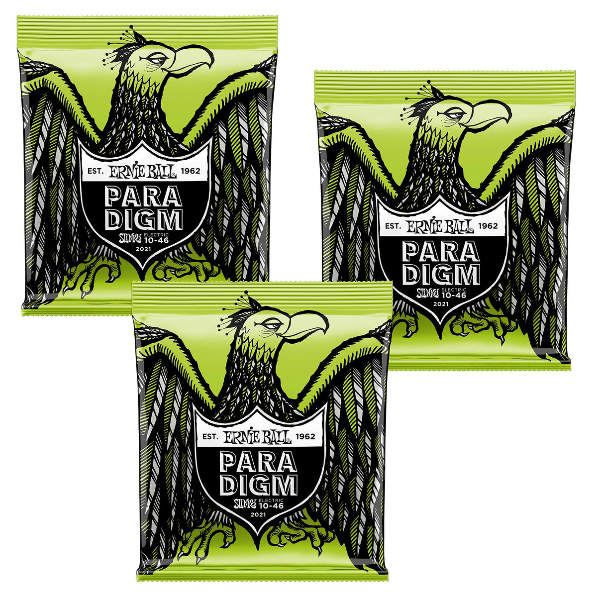 3 PACK Ernie Ball 2021 Paradigm Regular Slinky Electric Guitar Strings .010-.046