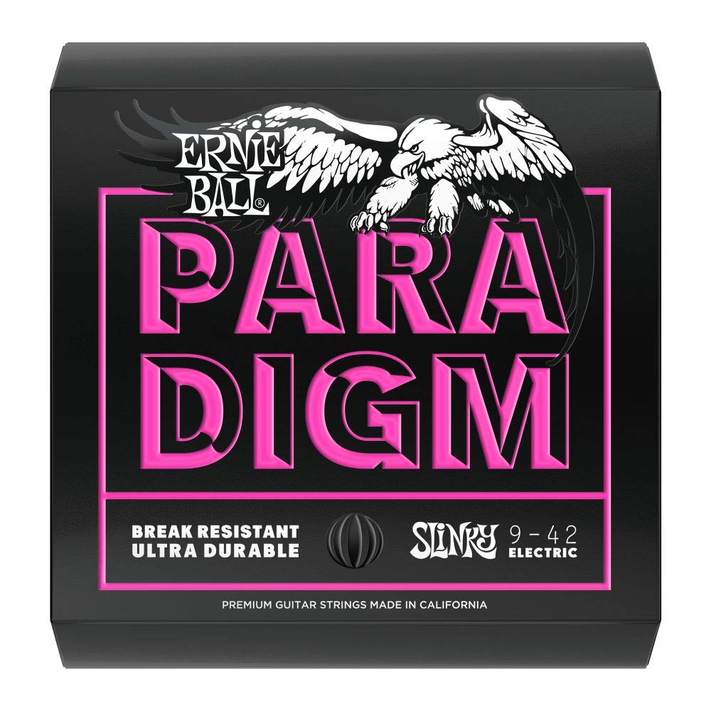 3 Pack of Ernie Ball 9-42 Paradigm Super Slinky Electric Guitar Strings w/Geart