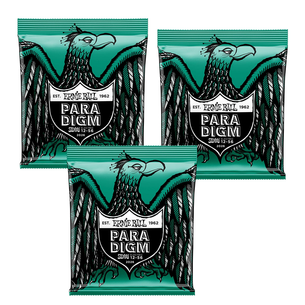 3 PACK Ernie Ball 2026 Paradigm Not Even Slinky Electric Guitar Strings, 12-56