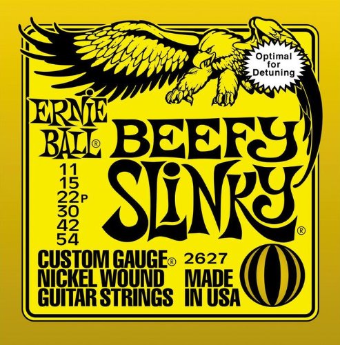 Ernie Ball 2627 Beefy Slinky String Set (11-54) Droptuning Electric Guitar Strings - 6 Pack with Picks