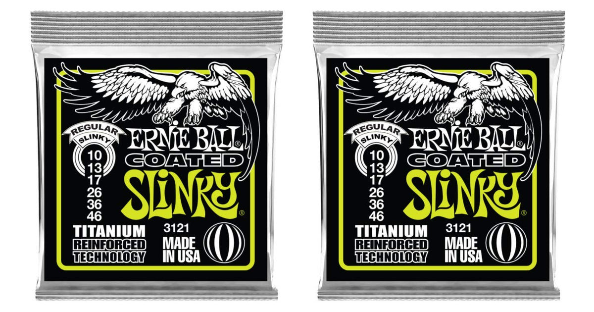 Ernie Ball P03121 ^2 Coated Regular Slinky Strings, 2 Pack