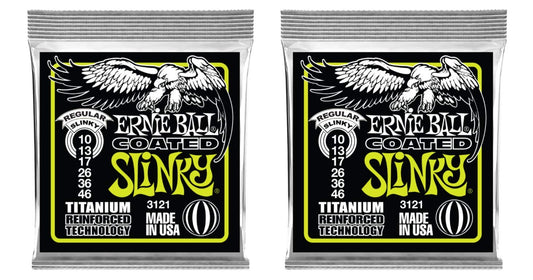 Ernie Ball P03121 ^2 Coated Regular Slinky Strings, 2 Pack