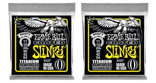 LOT OF 2 - Ernie Ball Coated Beefy Slinky Electric Guitar Strings, P03127 ^2