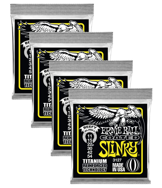 Ernie Ball Coated Beefy Slinky Electric Guitar Strings, Lot of 4, P03127 ^4