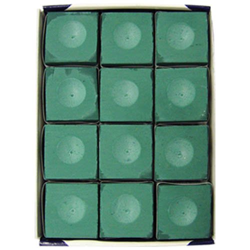 Silver Cup Billiard/Pool Cue Chalk Box, Green, 12 Cubes