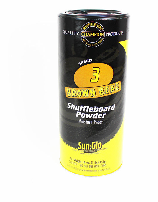 Sun-Glo Speed #3 (Brown Bear) Shuffleboard Powder Wax ? Medium-Fast Speed   for Optimal Control & Precision ? 16 oz Shaker Can