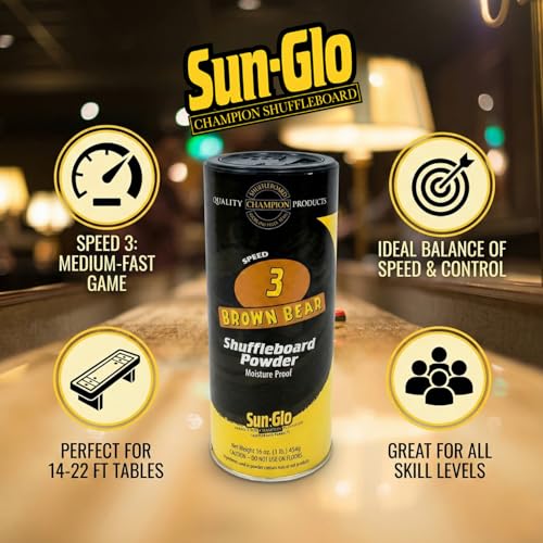 Sun-Glo Speed #3 (Brown Bear) Shuffleboard Powder Wax ? Medium-Fast Speed   for Optimal Control & Precision ? 16 oz Shaker Can (Pack of 2)