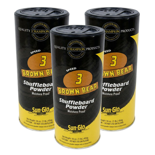 Sun-Glo Speed #3 (Brown Bear) Shuffleboard Powder Wax ? Medium-Fast Speed   for Optimal Control & Precision ? 16 oz Shaker Can (Pack of 3)