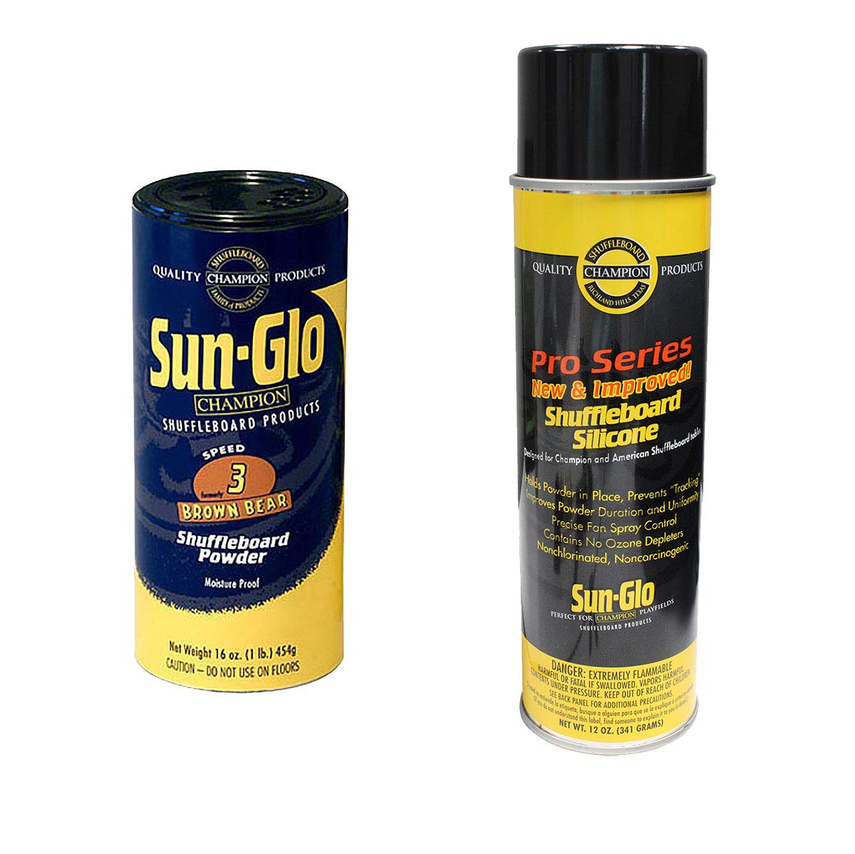 Sun-Glo Silicone Shuffleboard Spray (12 oz.) & #3 Speed Shuffleboard   Powder Wax (16 oz.) Combo