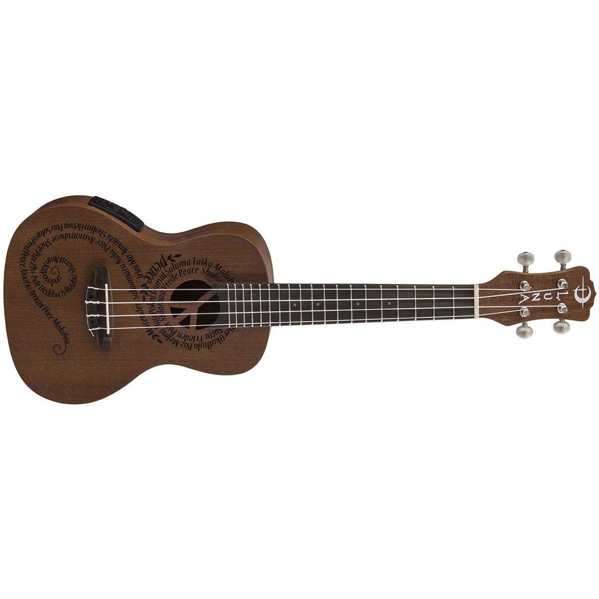 Luna UKEMALUEL Maluhia Peace Mahogany Acoustic-Electric Concert Ukulele Satin Natural with Graphic