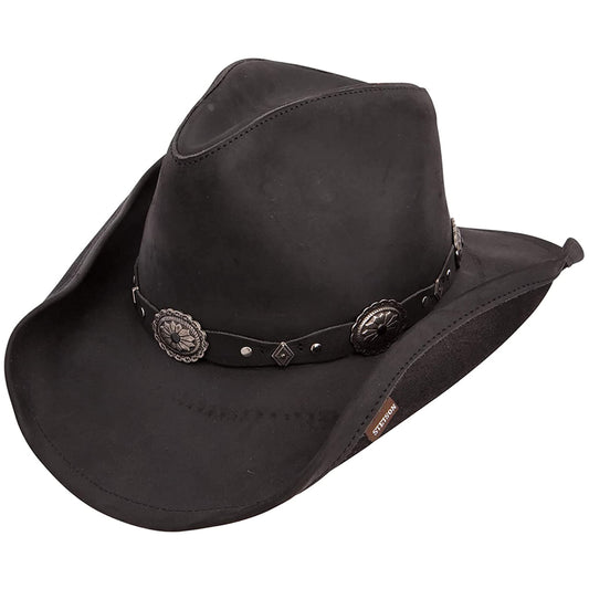 Stetson Roxbury Shapeable Leather Cowboy Western Hat, Black, Large