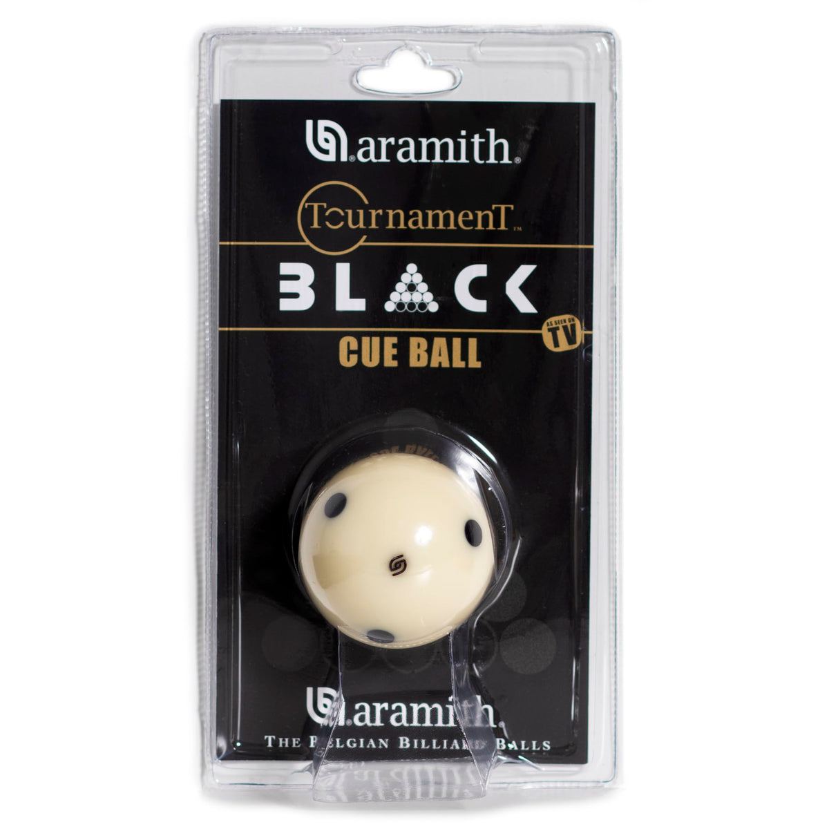 Aramith Tournament Black Billiard Pool Cue Ball 2 1/4" 6 Black Dots in a blister