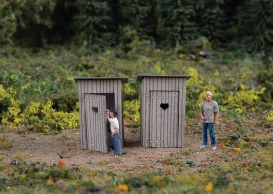 Walthers SceneMaster HO Scale Laser-Cut Wood Kit Outhouse 2-Pack
