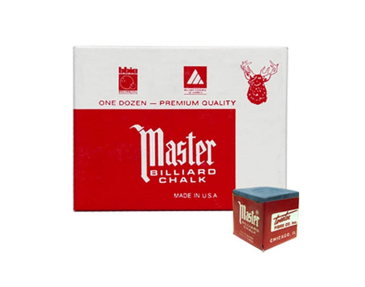 Master Billiard/Pool Cue Chalk - Sky/Tournament Blue - 1 Pack/12 Pieces