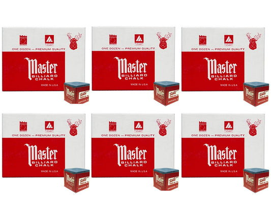 Master Billiard/Pool Cue Chalk - Sky Blue - 6 Pack/72 Pieces