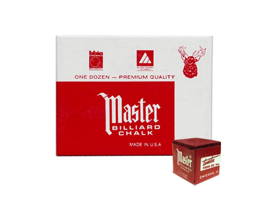 Master Billiard/Pool Cue Chalk - Burgundy - 1 Pack/12 Pieces